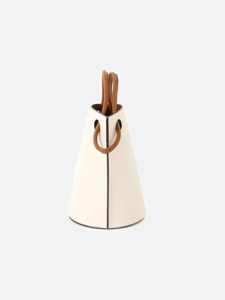 White leather bucket bag