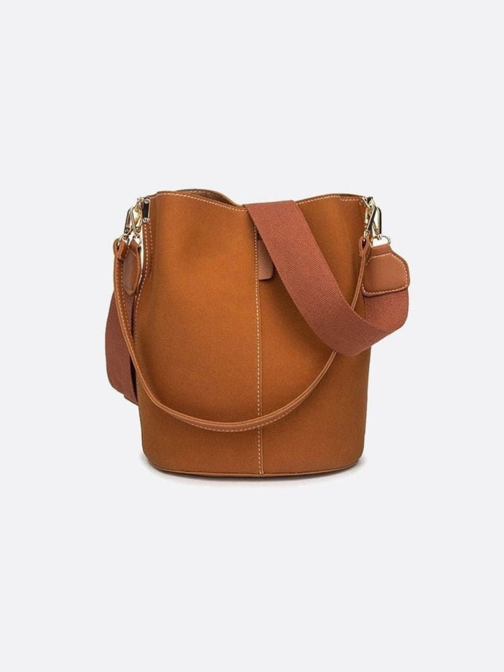 Sac seau camel cuir brossé