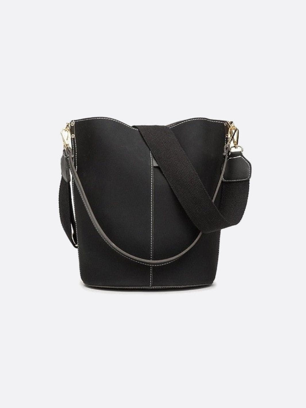 Sac seau noir cuir brossé