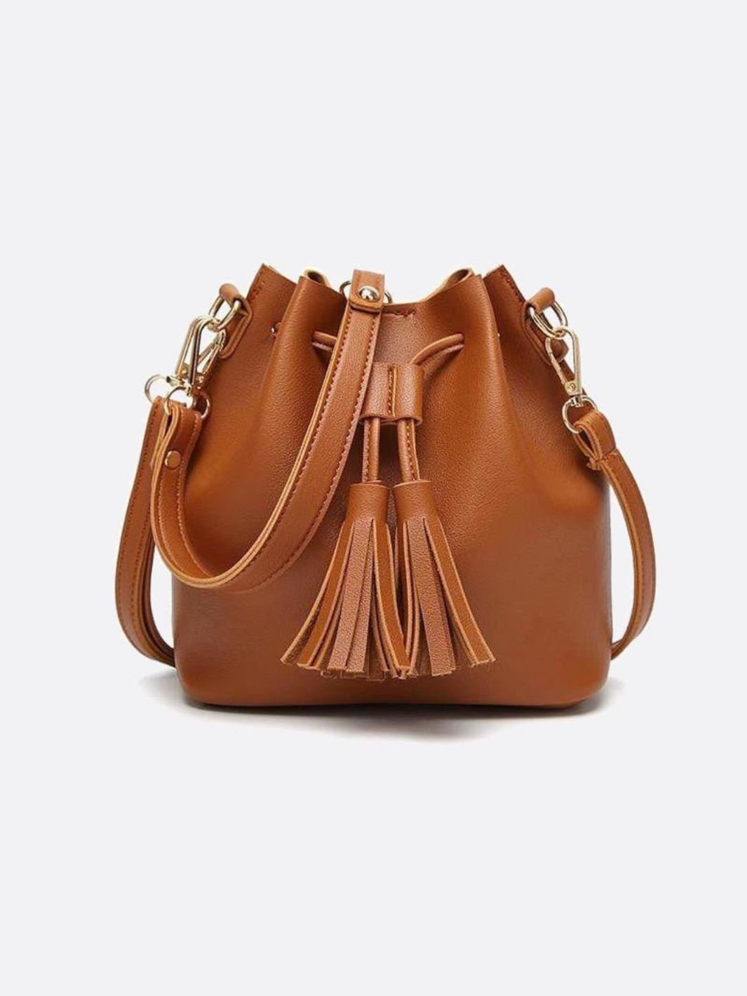 Sac seau cuir camel