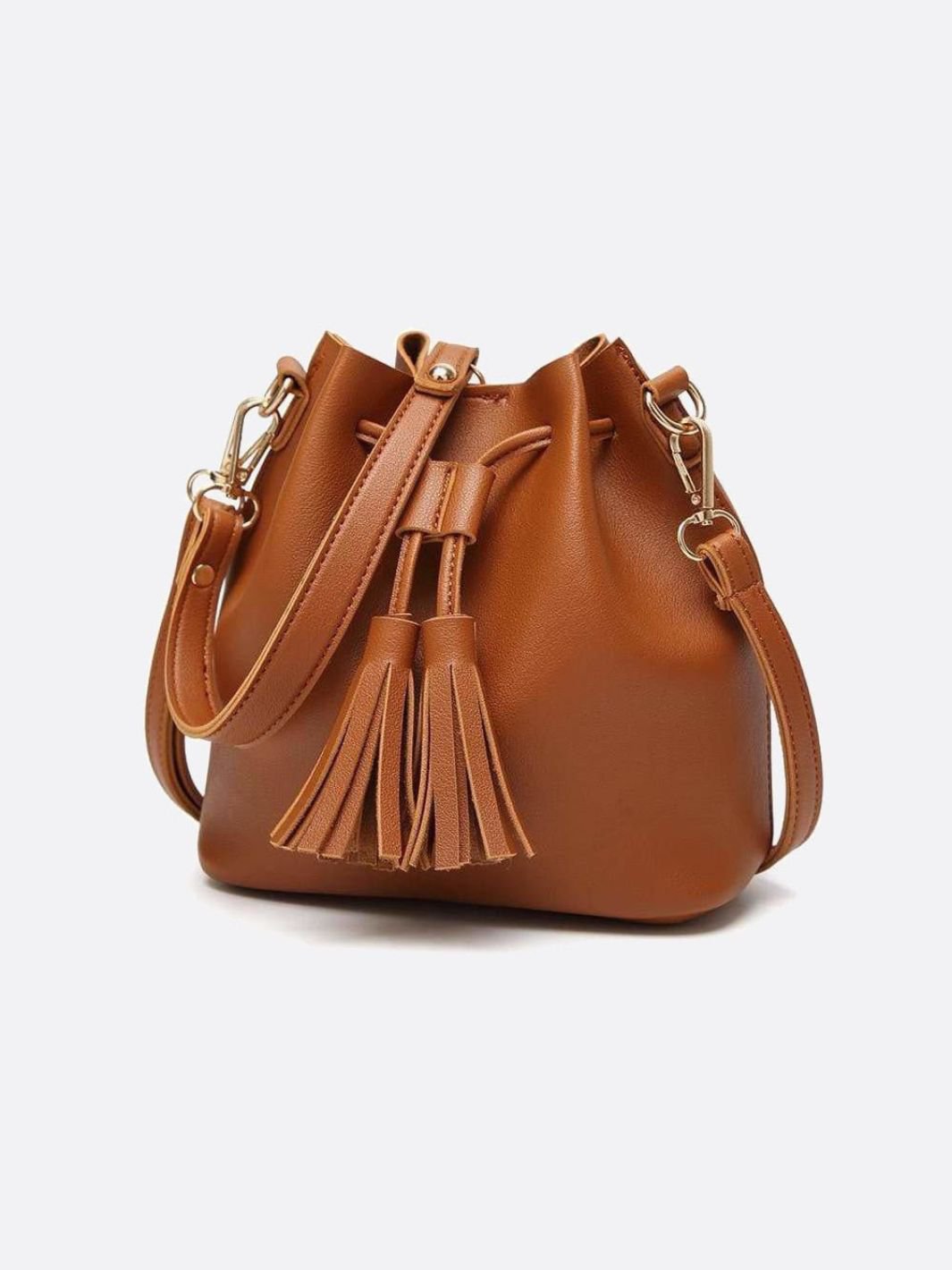 Sac seau camel cuir