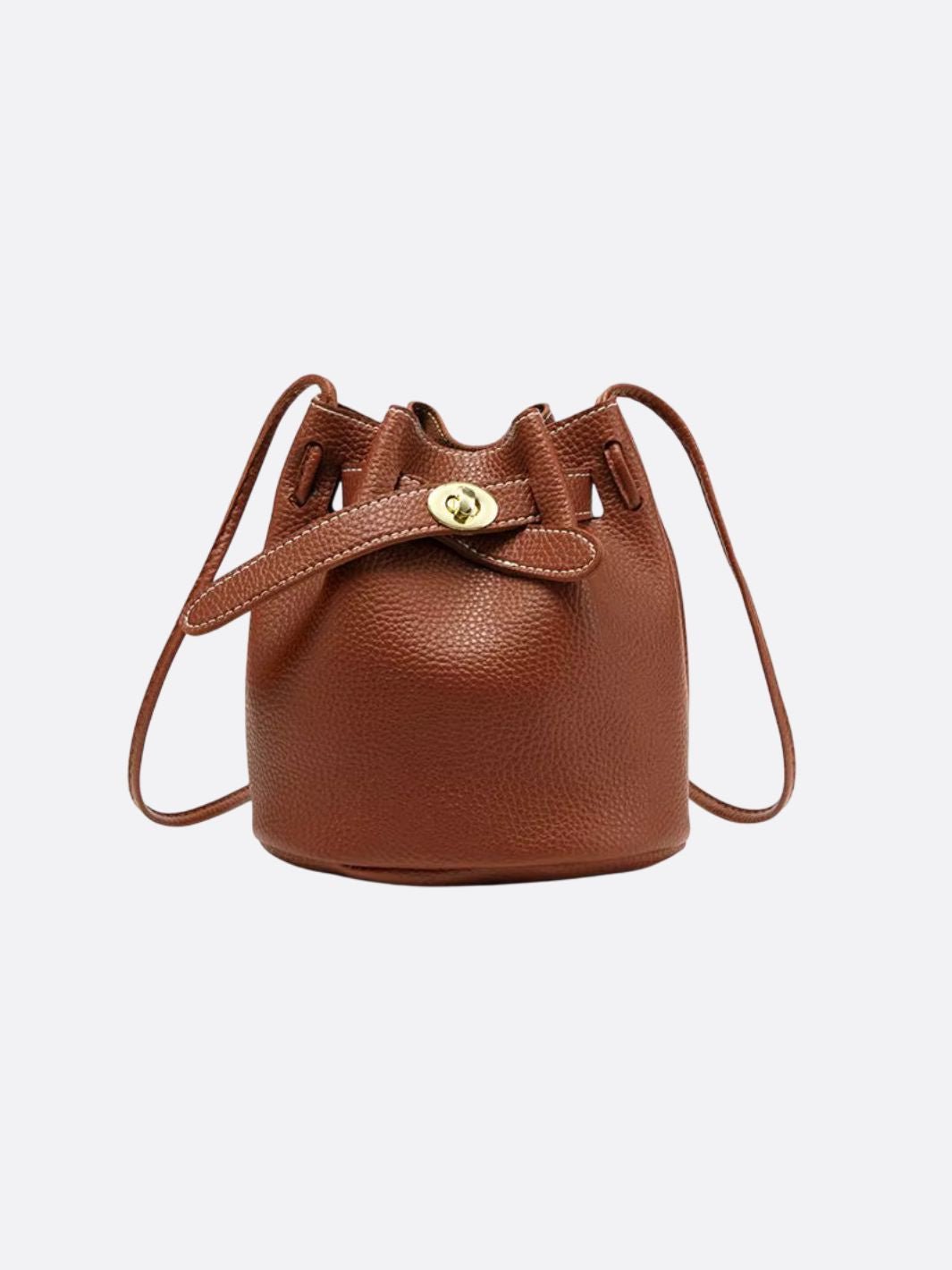 sac seau cuir marron