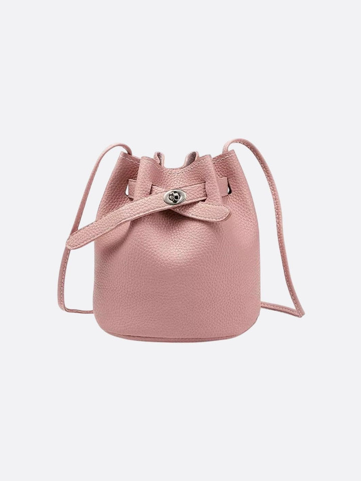 sac seau cuir rose