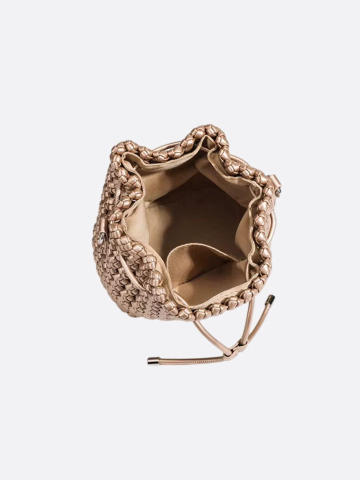 Woven leather bucket bag