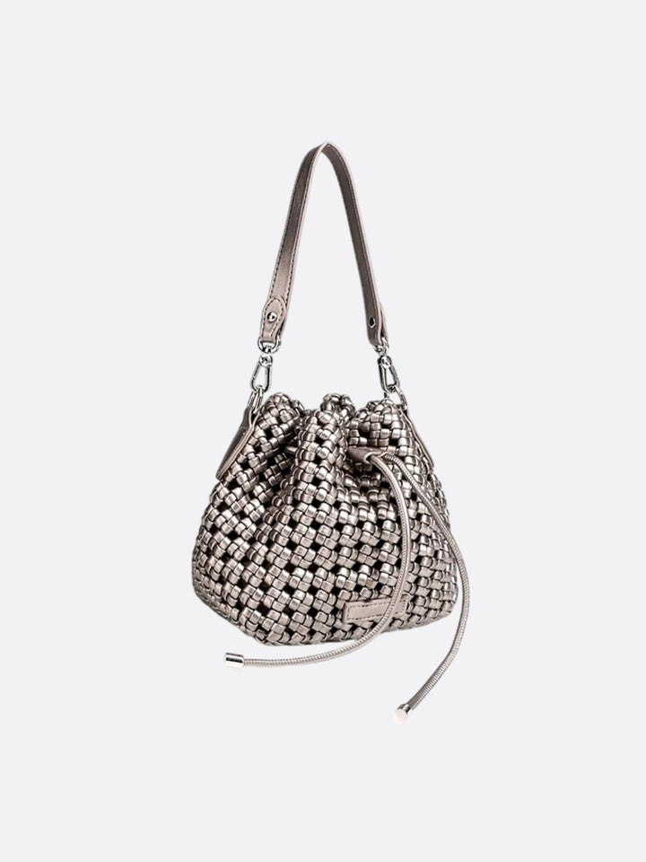 sac cuir tressé argenté