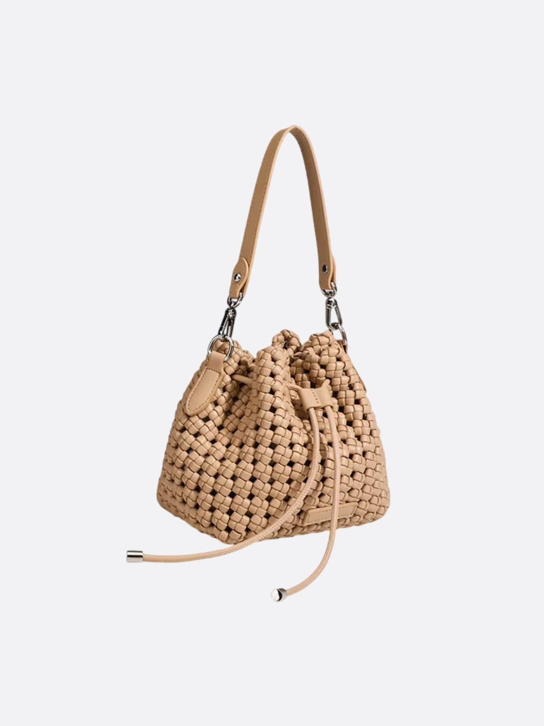 sac cuir tressé beige