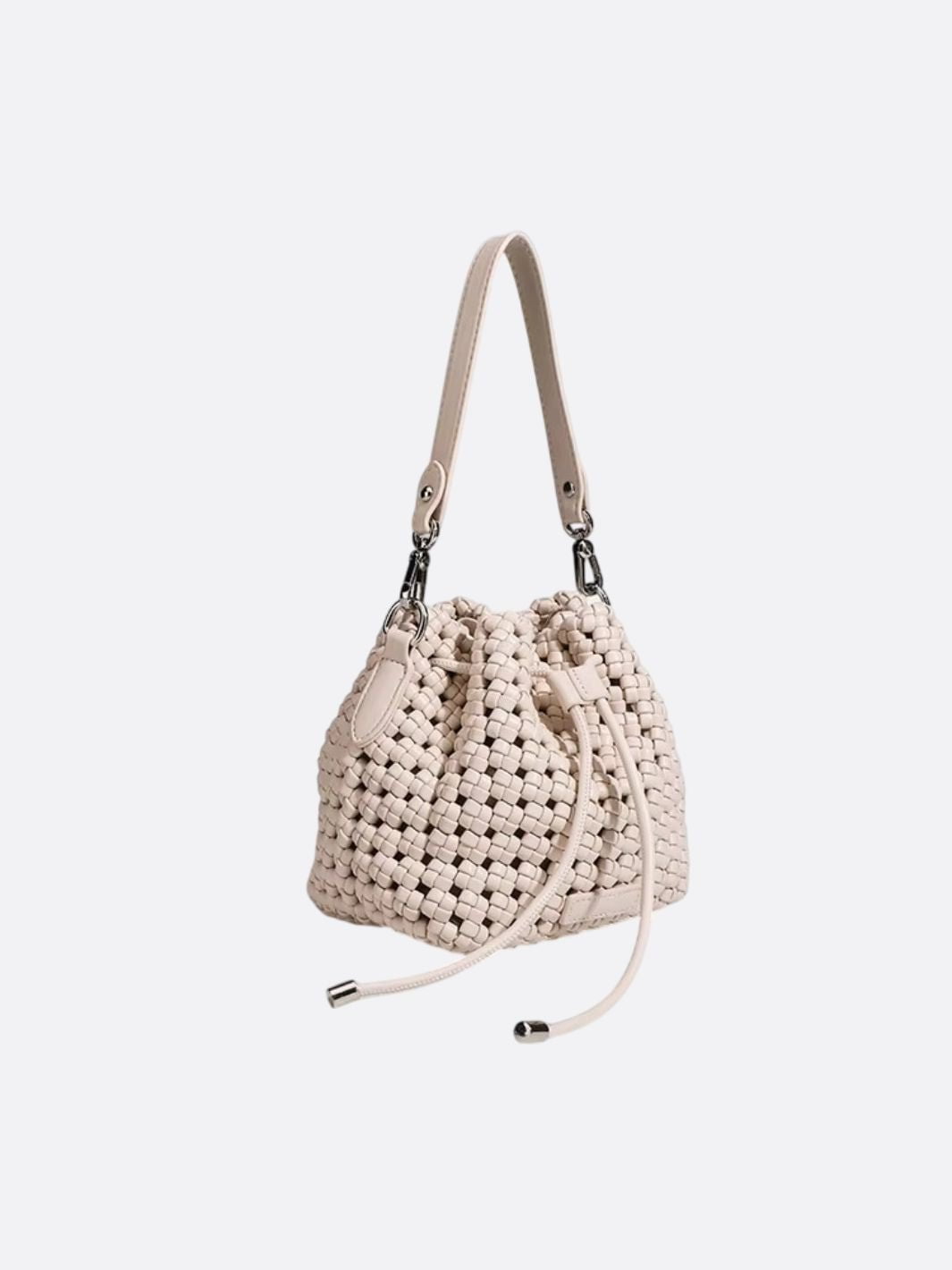 sac cuir tressé blanc