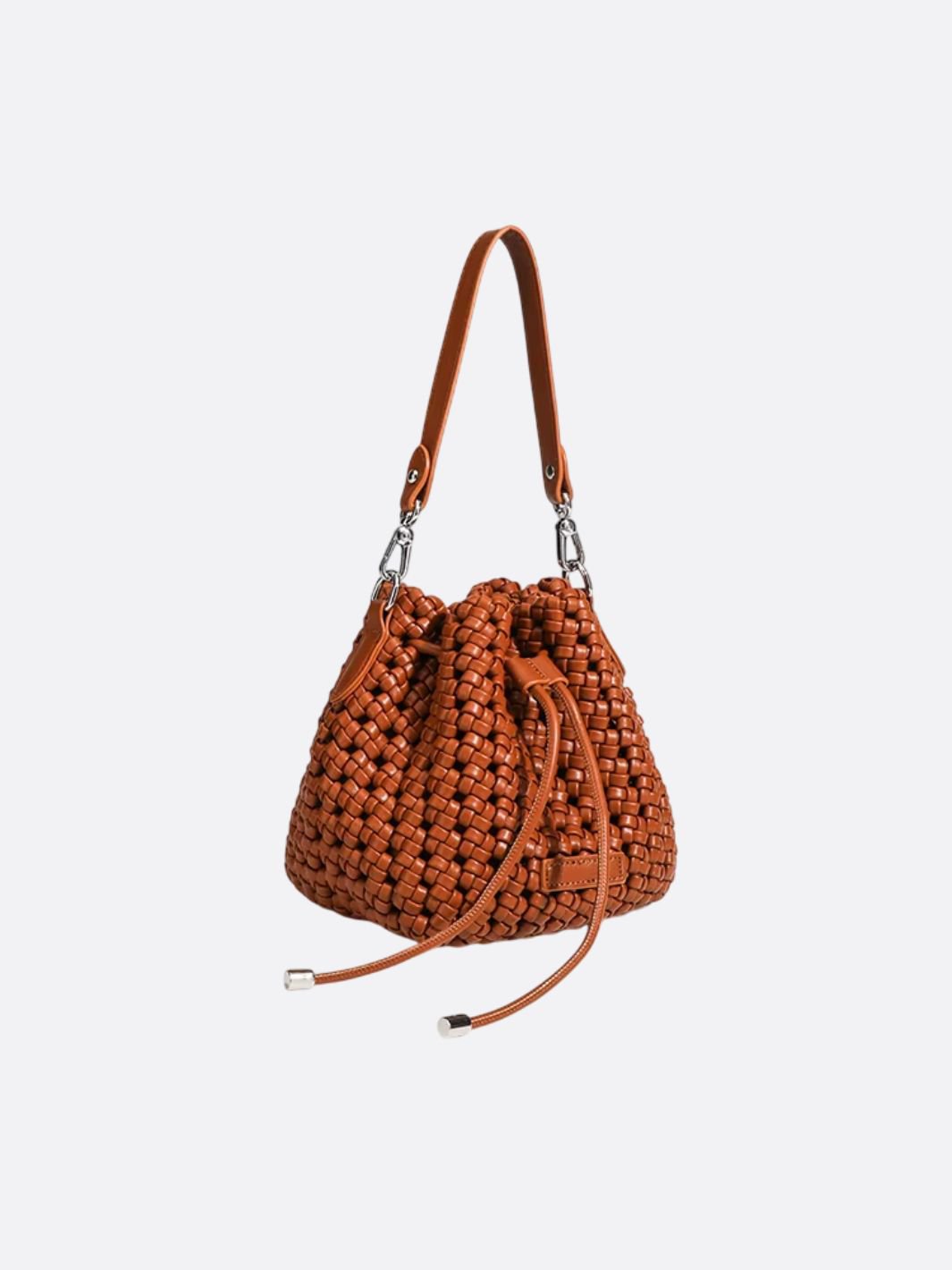 sac cuir tressé camel