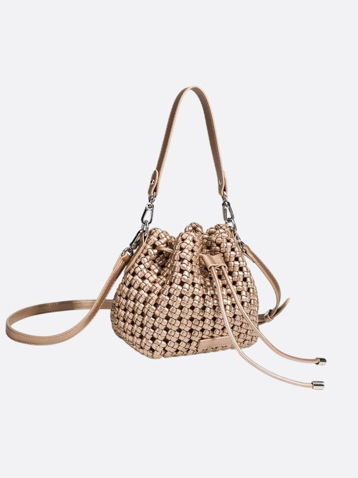 sac cuir tressé doré