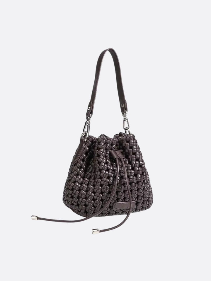 sac cuir tressé gris foncé