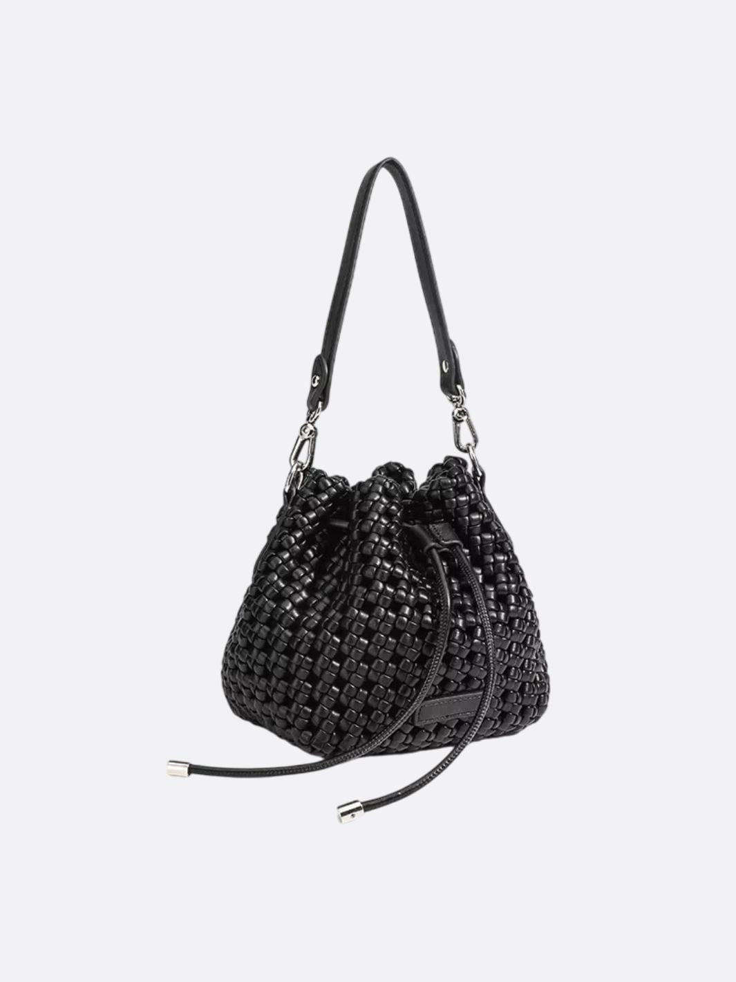 sac cuir tressé noir