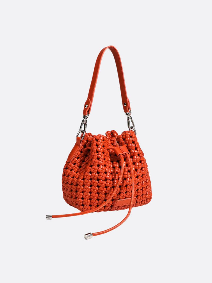 sac cuir tressé orange