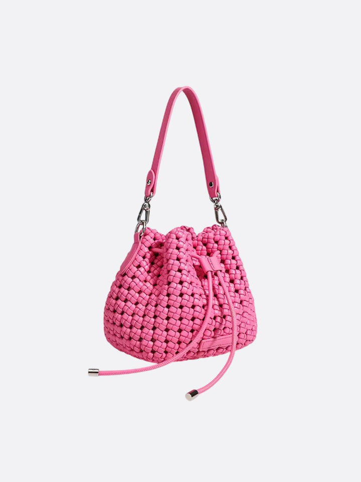 sac cuir tressé rose