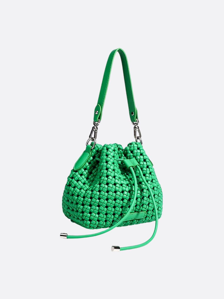 sac cuir tressé vert